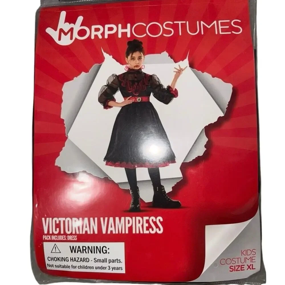 NWT Girls Morph Costumes VICTORIAN VAMPIRESS Halloween Gown Dress vampire XL